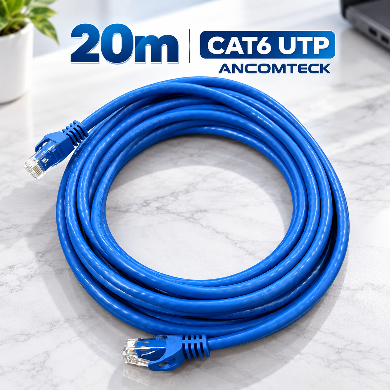 DÂY NHẢY PATCH CORD 20m CAT6 UTP lõi đồng, đầu đúc hiệu Ancomteck ACT-LAN-620BLD